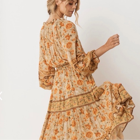 Spell Seashell Gown ( sand ) Midi Long Sleeve Dress BNWT size XS - Picture 4 of 12